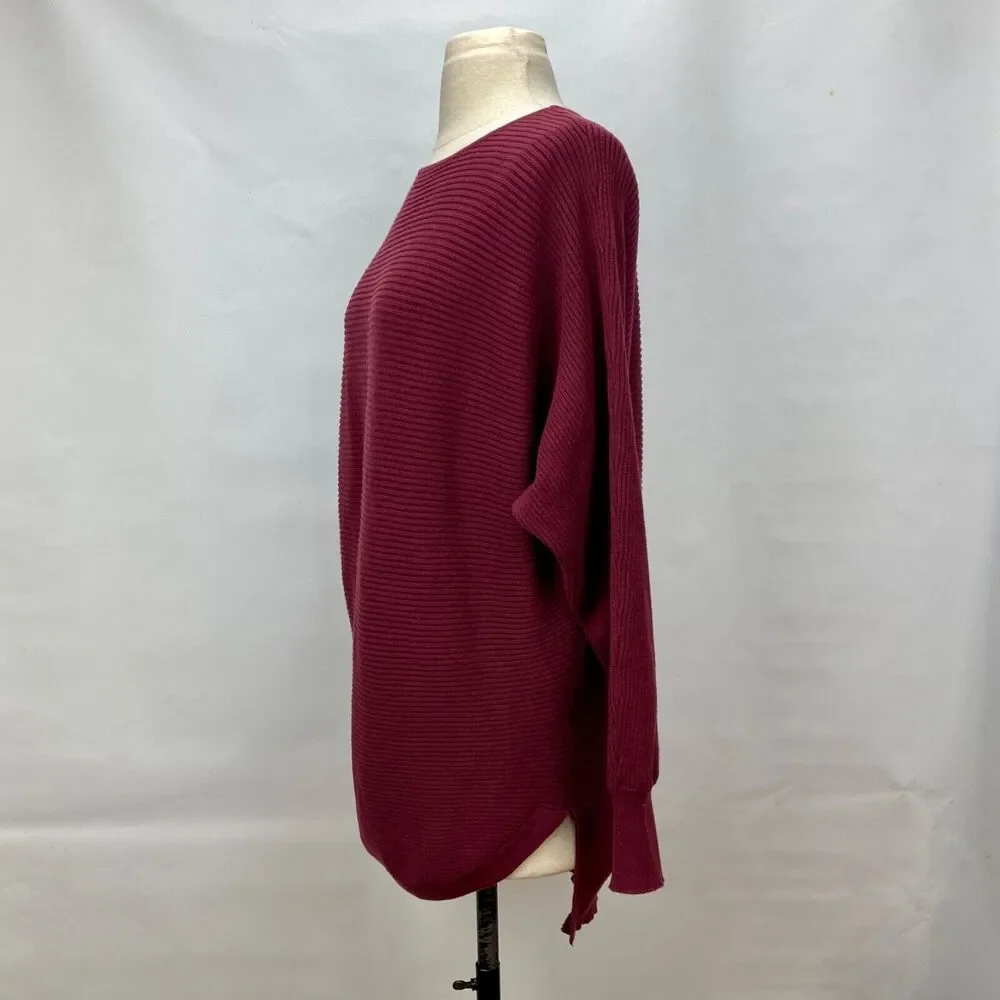 Nyland Women Rib Knit Sweater Tunic Top Small Oversized Lagenlook Dolman Sleeves